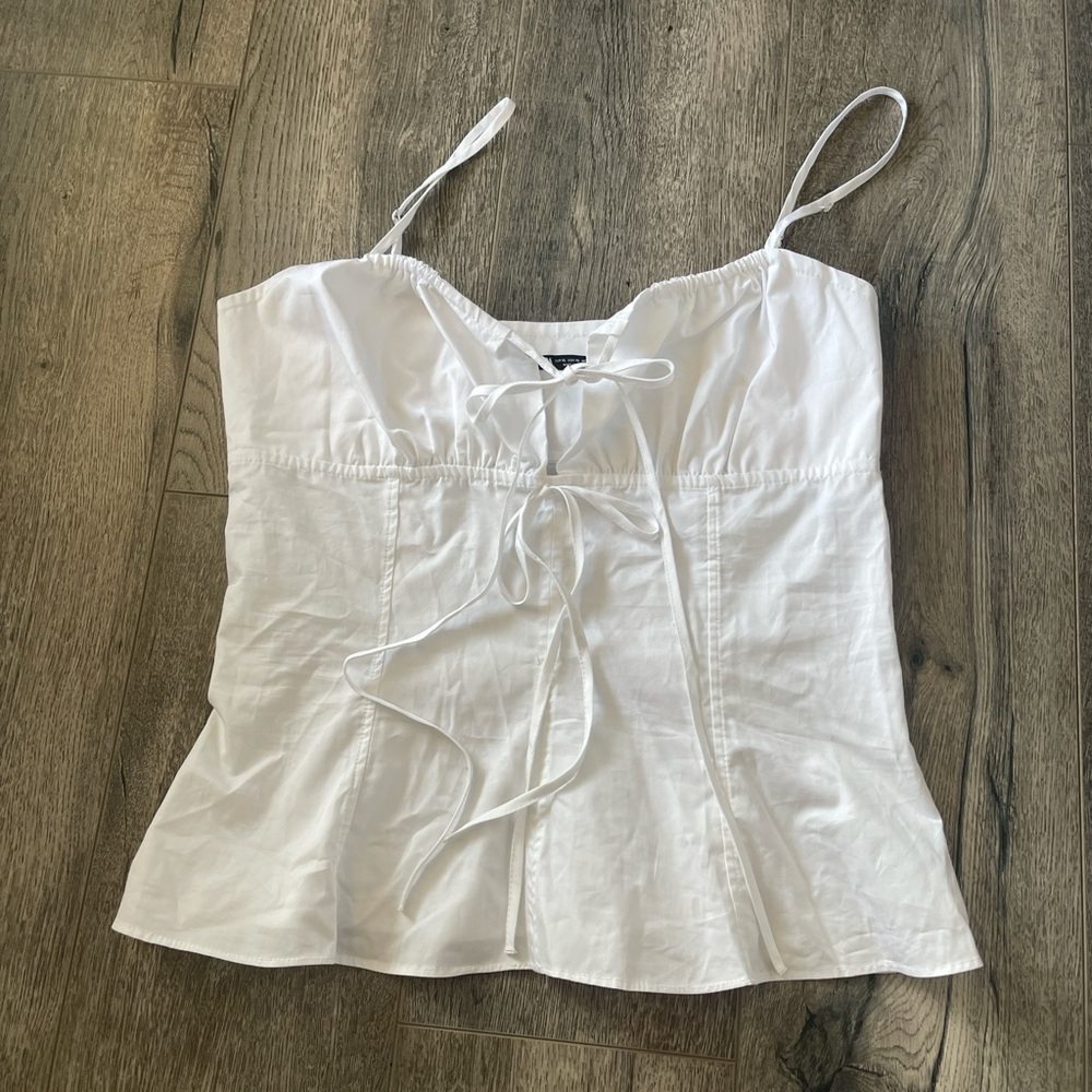 Zara Elegant White Tie-Front Camisole